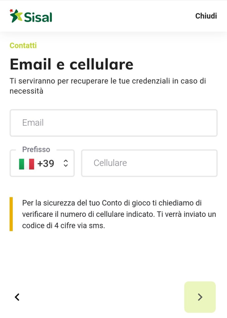 Registrazione-sisal-numero