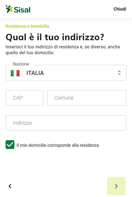 Registrazione-sisal-indirizzo