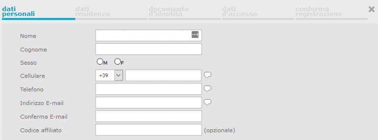 Durante la fase di registrazione, fai attenzione a digitare correttamente tutte le informazioni richieste.