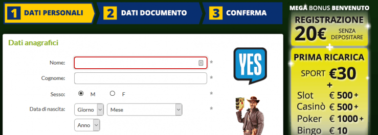 Ricorda di inserire correttamente tutti i tuoi dati personali, digitando anche eventuali secondi e terzi nomi.