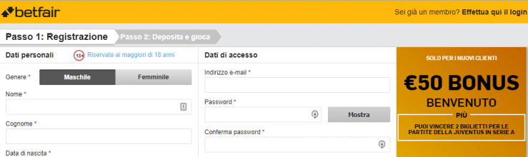 Se durante la fase di registrazione, non riesci a procedere, verifica la digitazione dei tuoi dati personali.