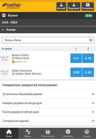 Betfair quote NBA