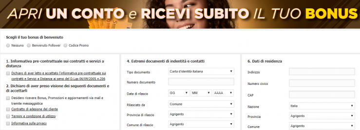 Se il processo di registrazione viene interrotto, verifica di aver inserito correttamente i tuoi dati personali.