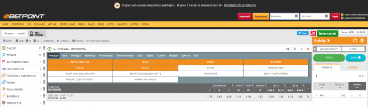 Betpoint scommesse calcio home page Recensione Betpoint: palinsesto, quote calcio e bonus scommesse