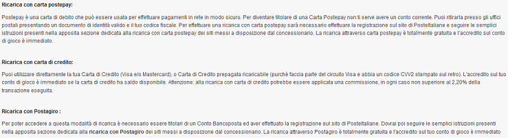 Al momento della registrazione, devi stabilire un montante massimo ricaricabile ogni settimana.