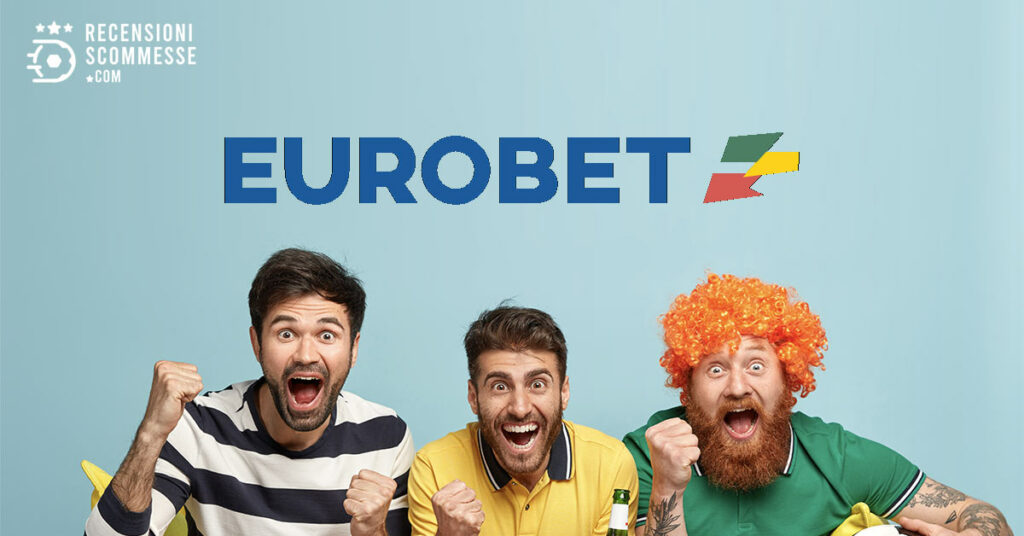 Un gruppo di amici che esulta durante una partita, con il logo di Eurobet soprastante