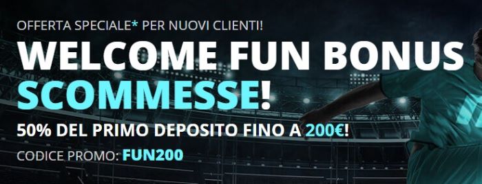 Welcome Fun Bonus scommesse fino a 200€ da Novibet