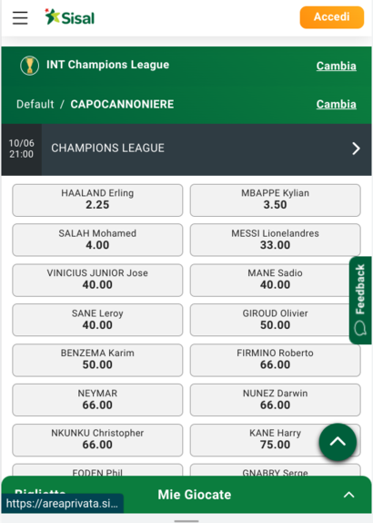 Quote-Champions-League-Sisal