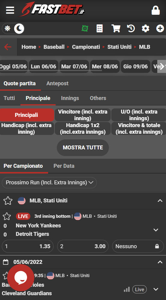 Scommesse Baseball MLB Fastbet