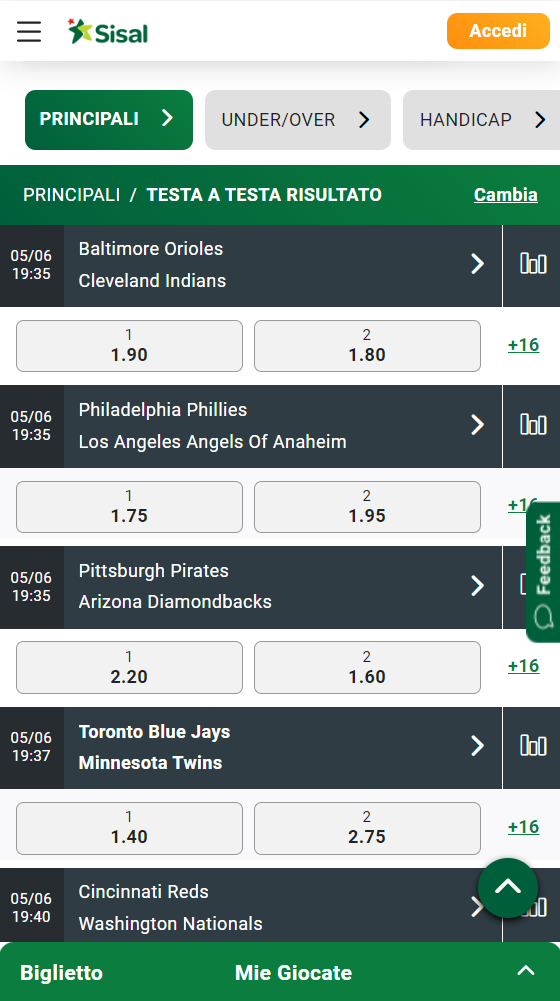 Scommesse Baseball MLB Sisal