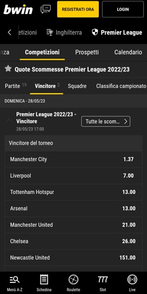 Vincente Premier League Bwin