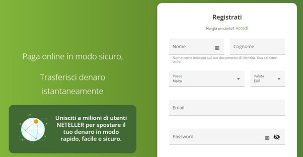 aprire conto neteller