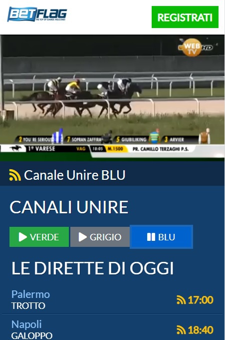 betflag diretta corse cavalli