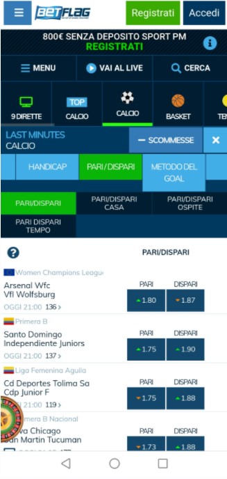 Scommesse Pari Dispari Betflag