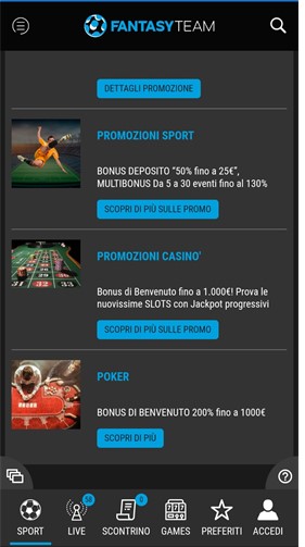 Recensione Fantasyteam: palinsesto, quote calcio e bonus scommesse