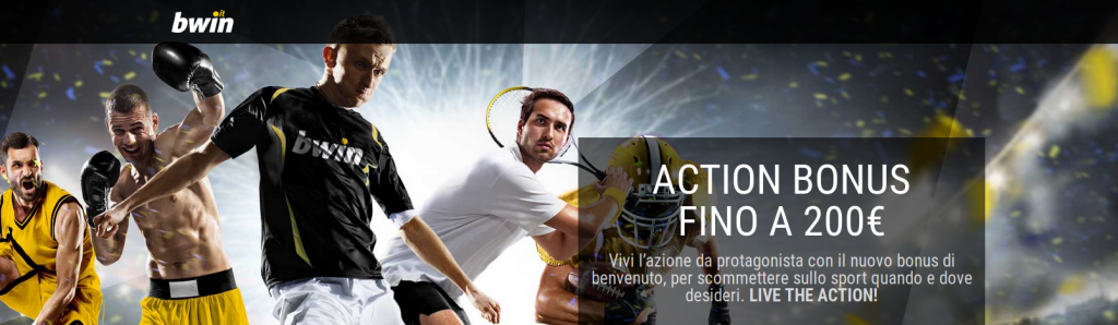 Action bonus fino a 200€ su bwin