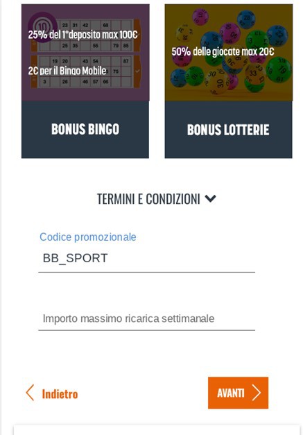 codice bonus snai