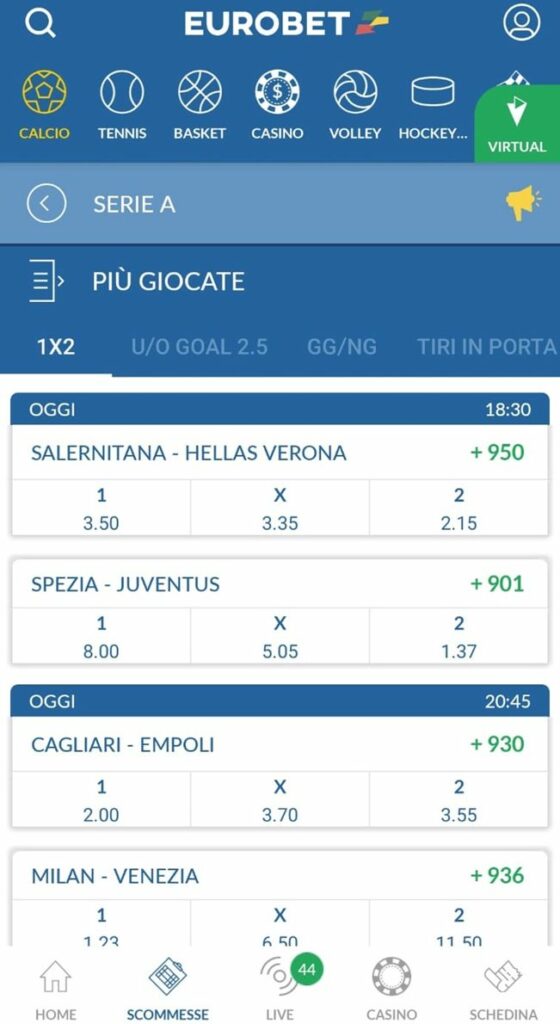 Recensione Eurobet: palinsesto, quote calcio, bonus scommesse