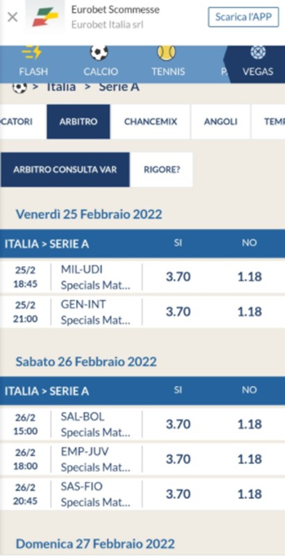 eurobet var scommesse