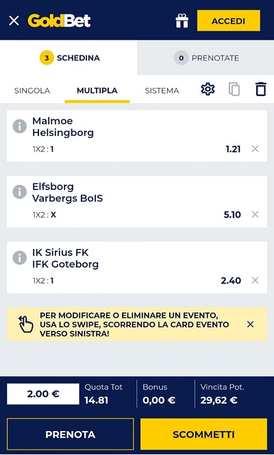 goldbet schedina app