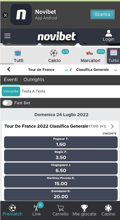 Scommesse tour de france novibet