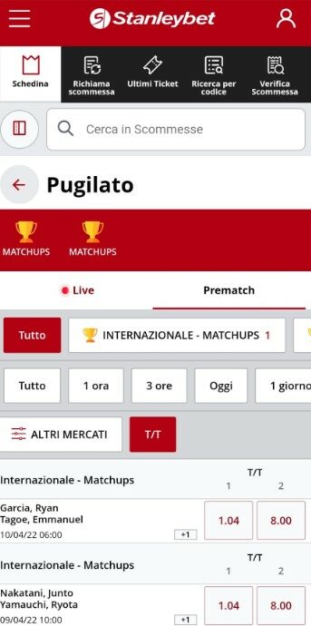 Quote pugilato Stanleybet