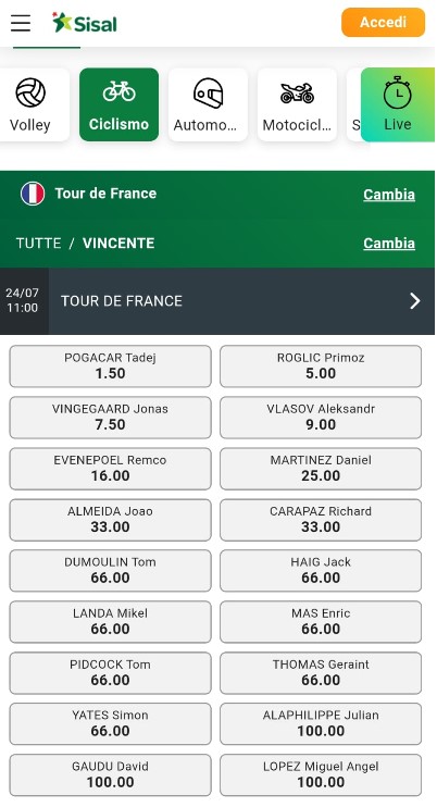 Scommesse tour de france sisal