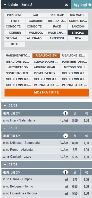 snai scommesse ribaltone