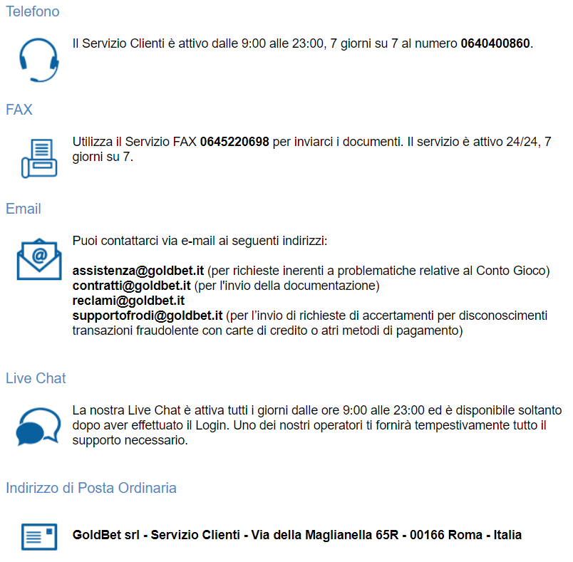 Servizio clienti Goldbet Recensione Goldbet: palinsesto, quote calcio, bonus scommesse
