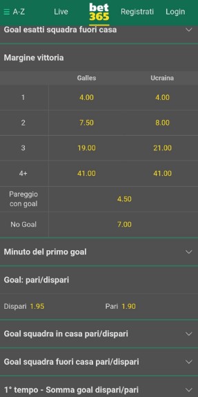 pronostici bet365 margine vittoria