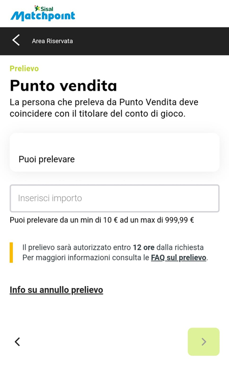 Prelievi immediati scommesse