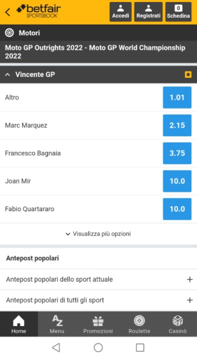 motogp scommesse betfair