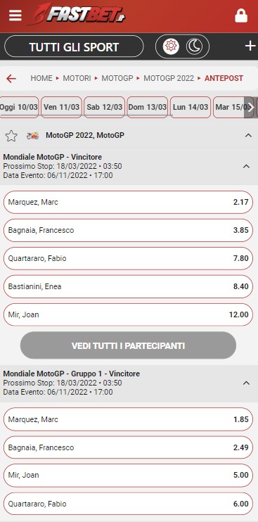 Quote fastbet motogp