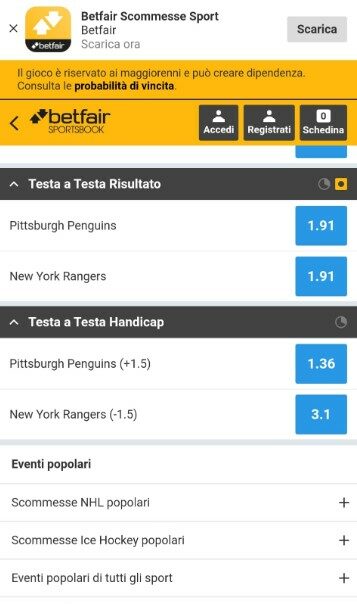 Scommesse betfair testa a testa