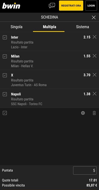 scommessa multipla bwin app