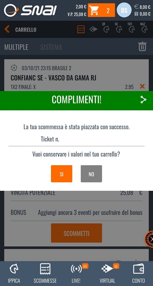 scommesse app snai 