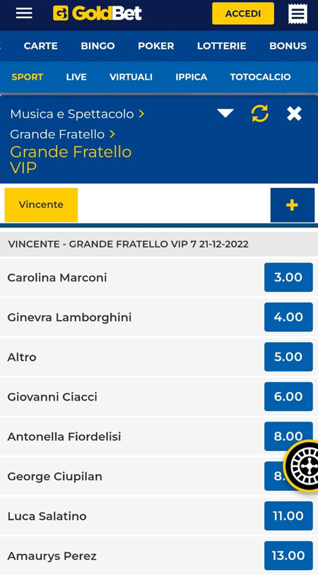 scommesse grande fratello goldbet