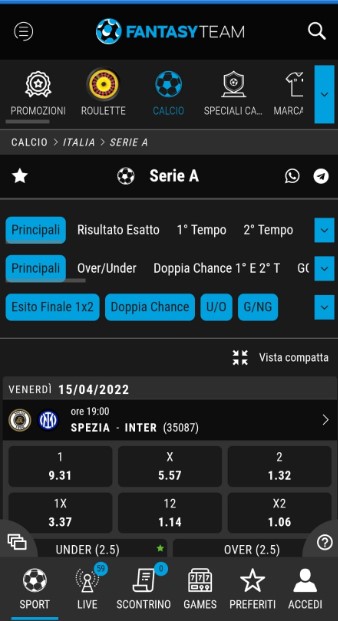 Recensione Fantasyteam: palinsesto, quote calcio e bonus scommesse