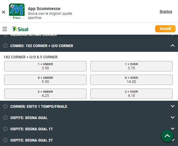 sisal scommesse combo