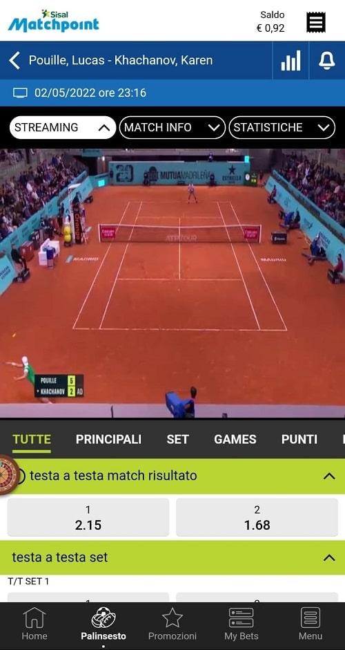 Sisal Streaming Tennis