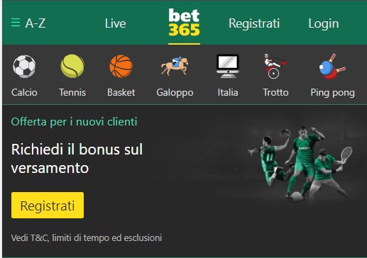 Recensione bet365: palinsesto, quote calcio, bonus scommesse