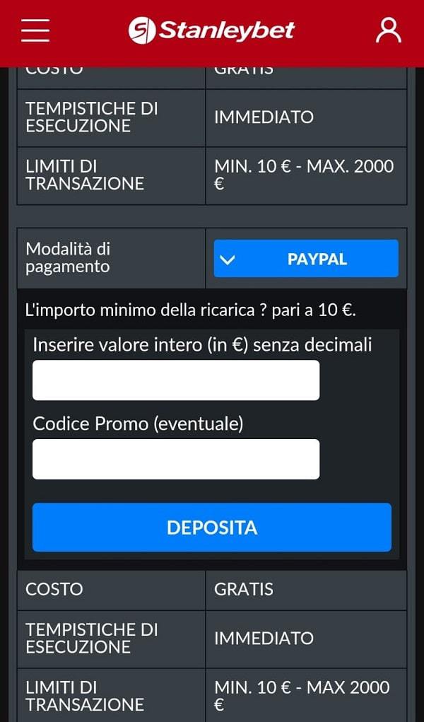 stanleybet deposito Paypal